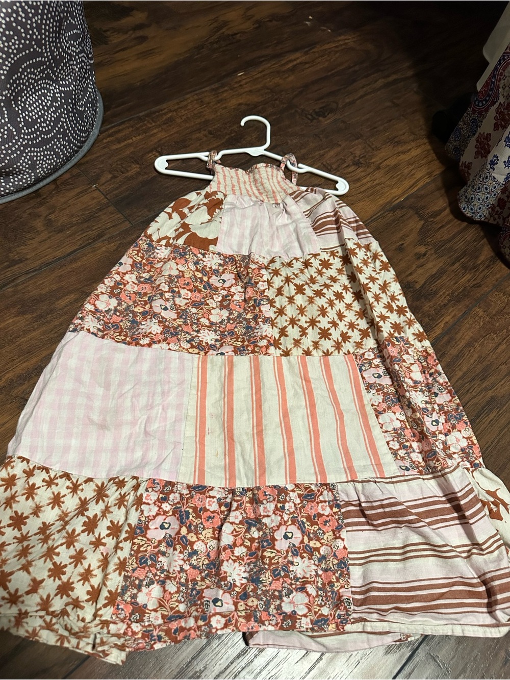 Cat & Jack Pink and Brown Patchwork Maxi Dress